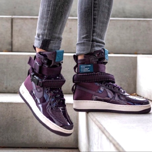 Nike Shoes - RUBY ROSE SF AF1 PREMIUM PORT WINE PATENT HIGH TOP